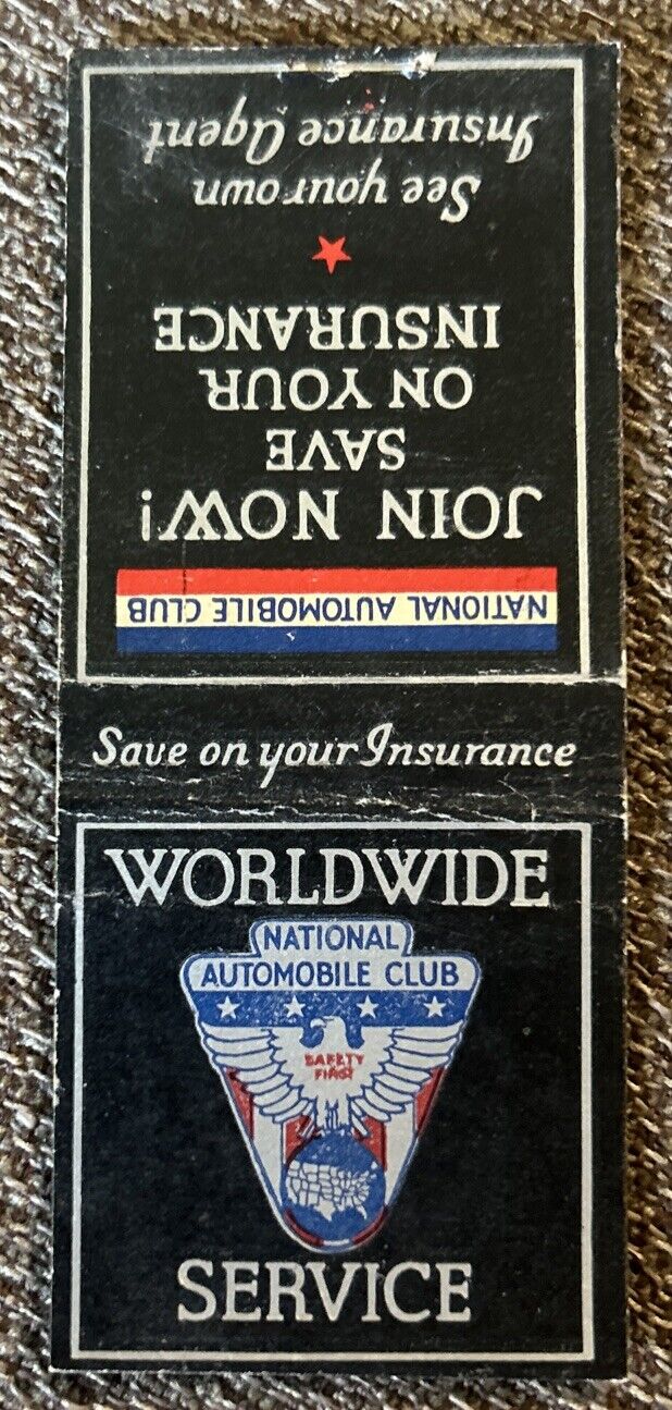Vintage NATIONAL AUTOMOBILE CLUB Matchbook Cover