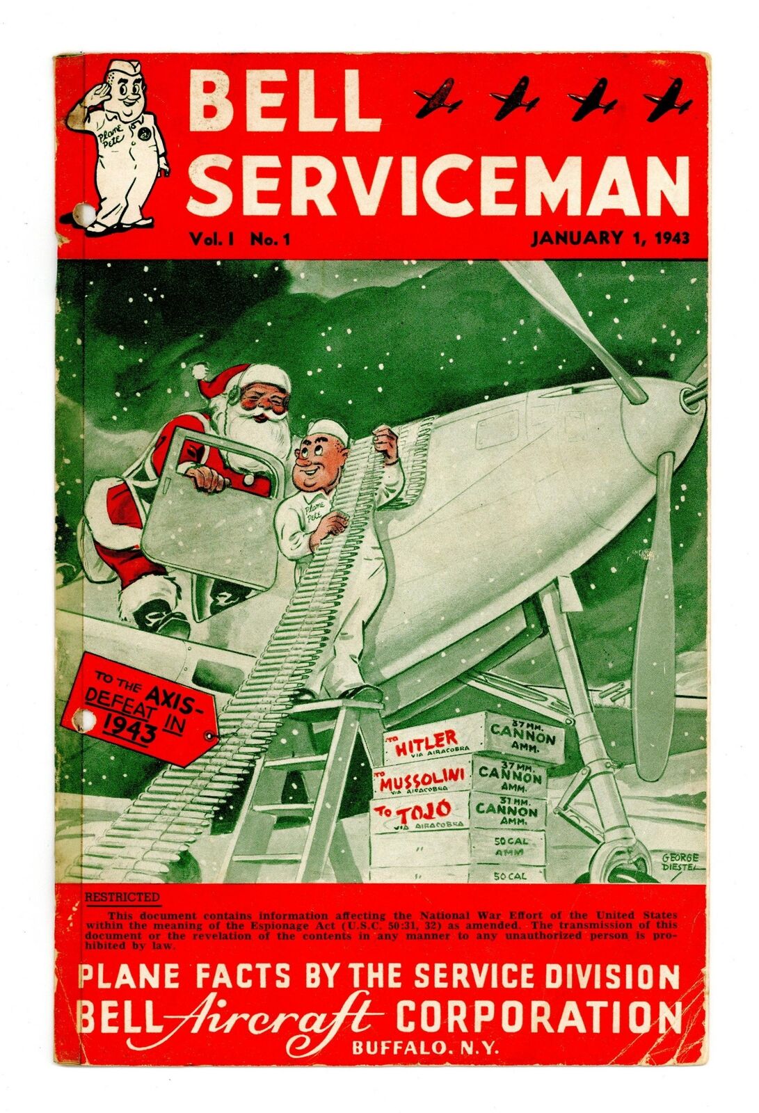 Bell Serviceman Vol. 1 #1 PR 0.5 RESTORED 1943