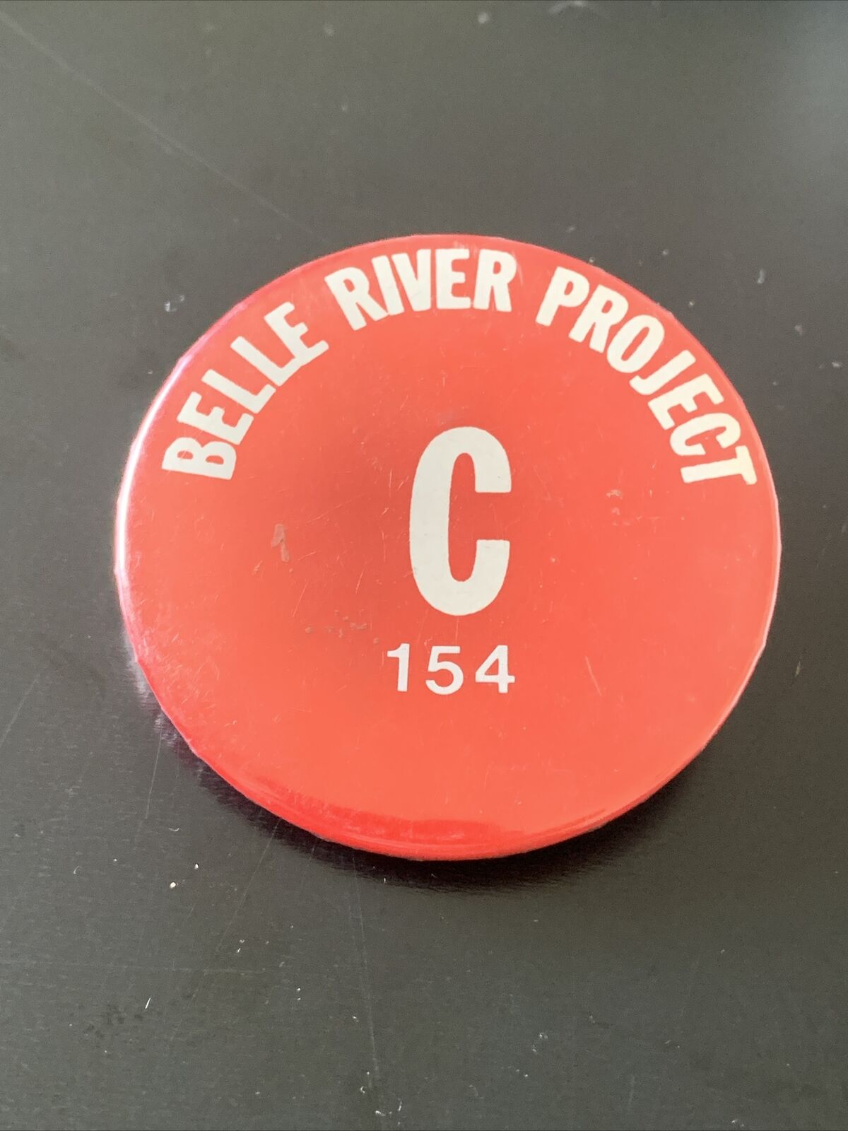 Vintage Belle River Project - Michigan Employee Badge Button St Clair County 