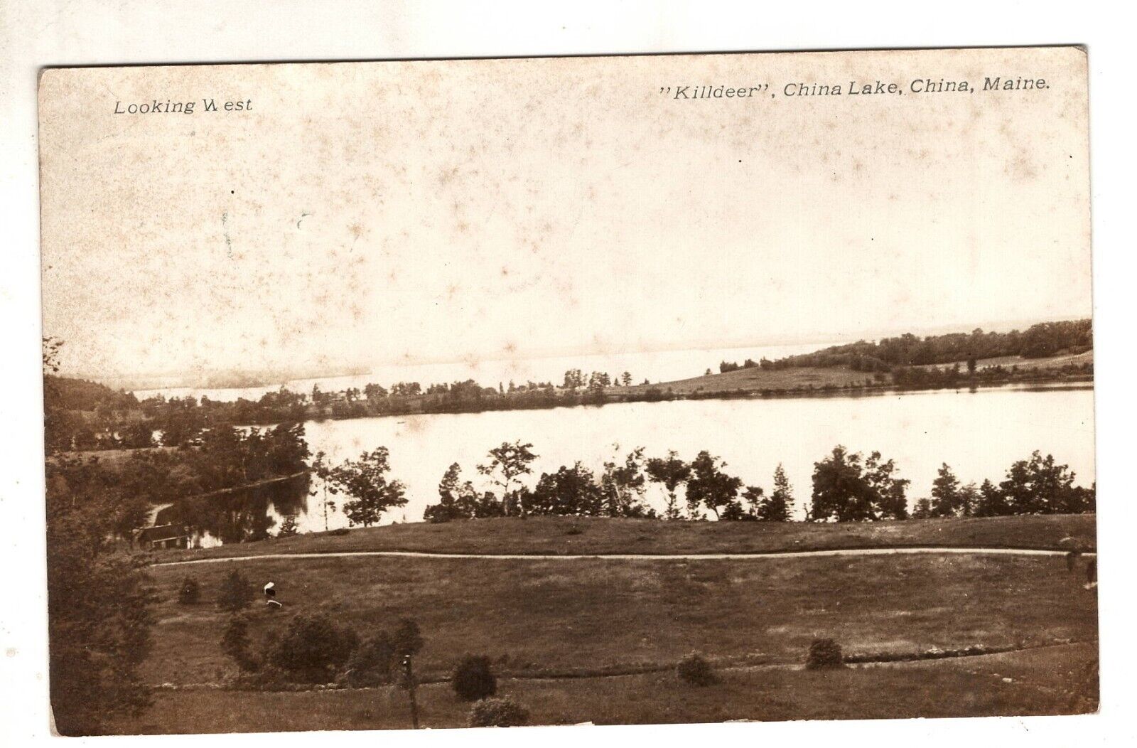 Real Phot Postcard  RPPC Maine China Lake Killdeer Looking West Vintage
