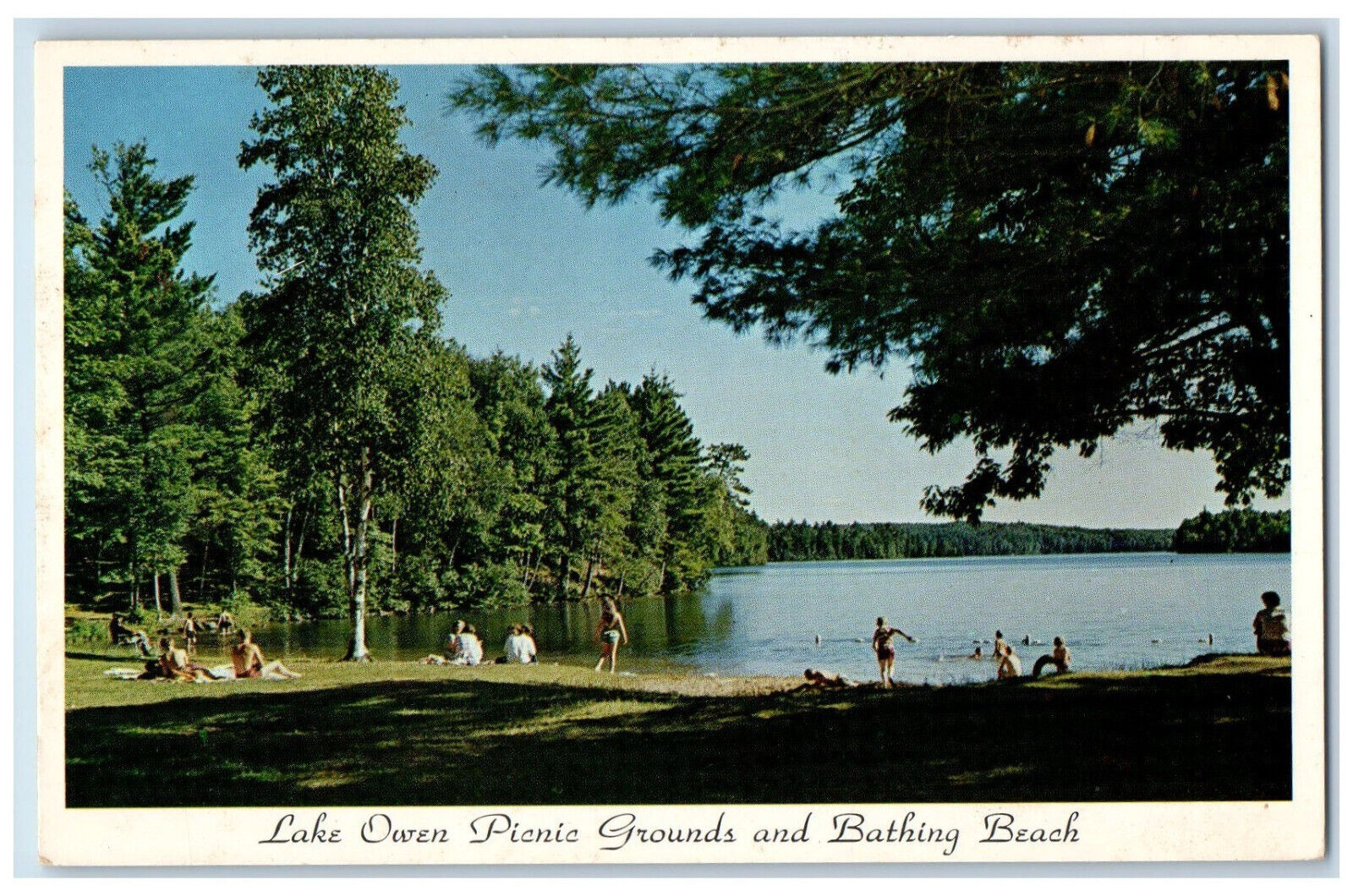 c1950's Lake Owen Picnic Ground and Bathing Beach Green Lake WI Postcard