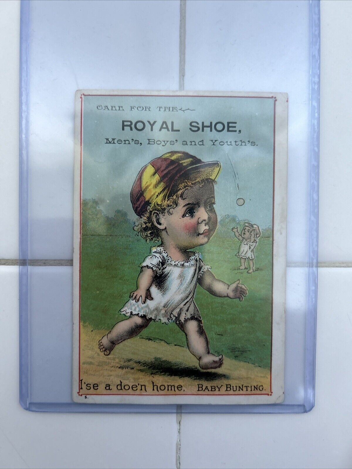 Victorian Baseball Theme Advertising Ephemera Trade Card Postcard Baby Bunting