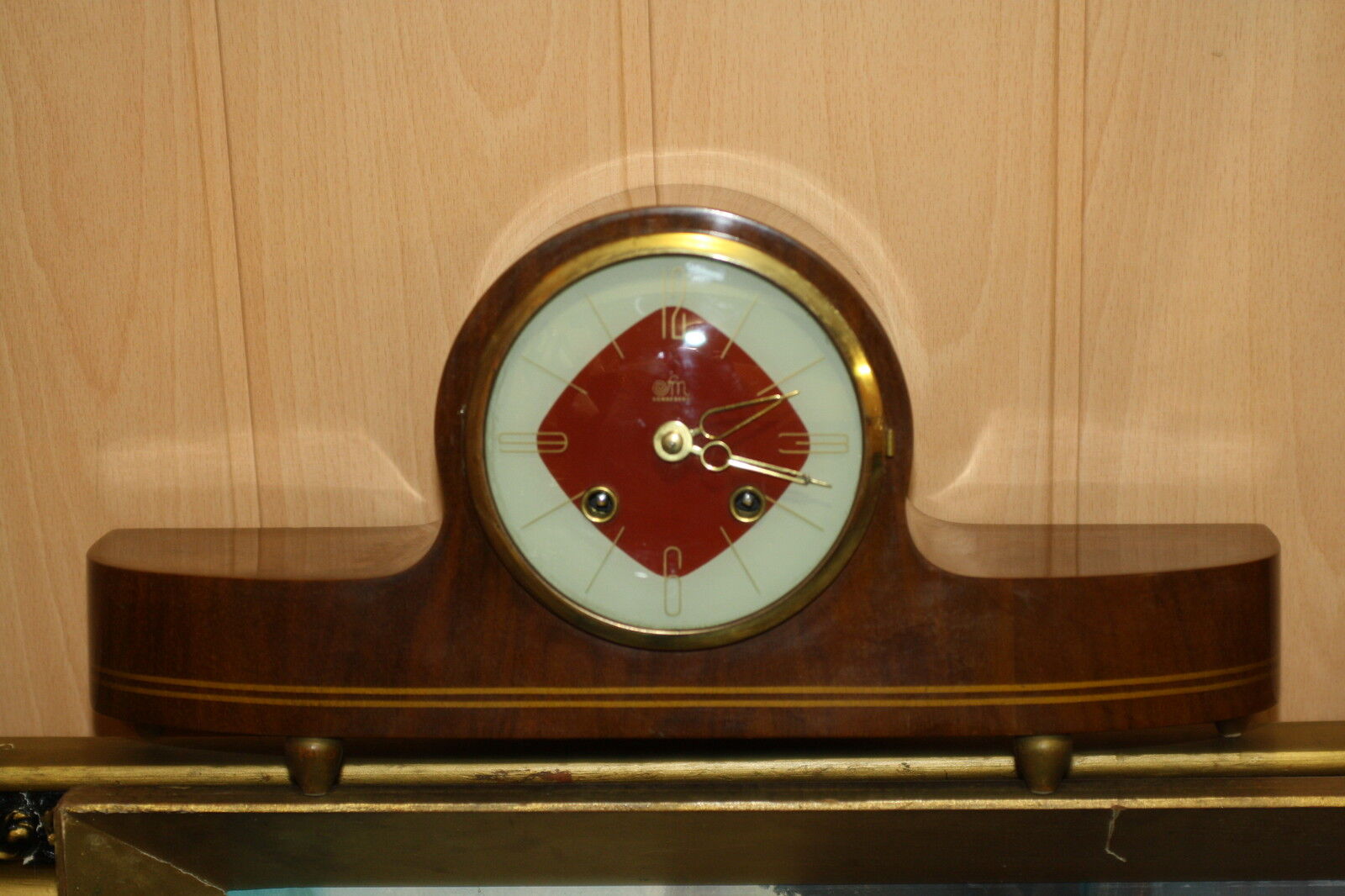 vintage antique table shelf mantel clock working SONNEBERG RARE CASE Germany