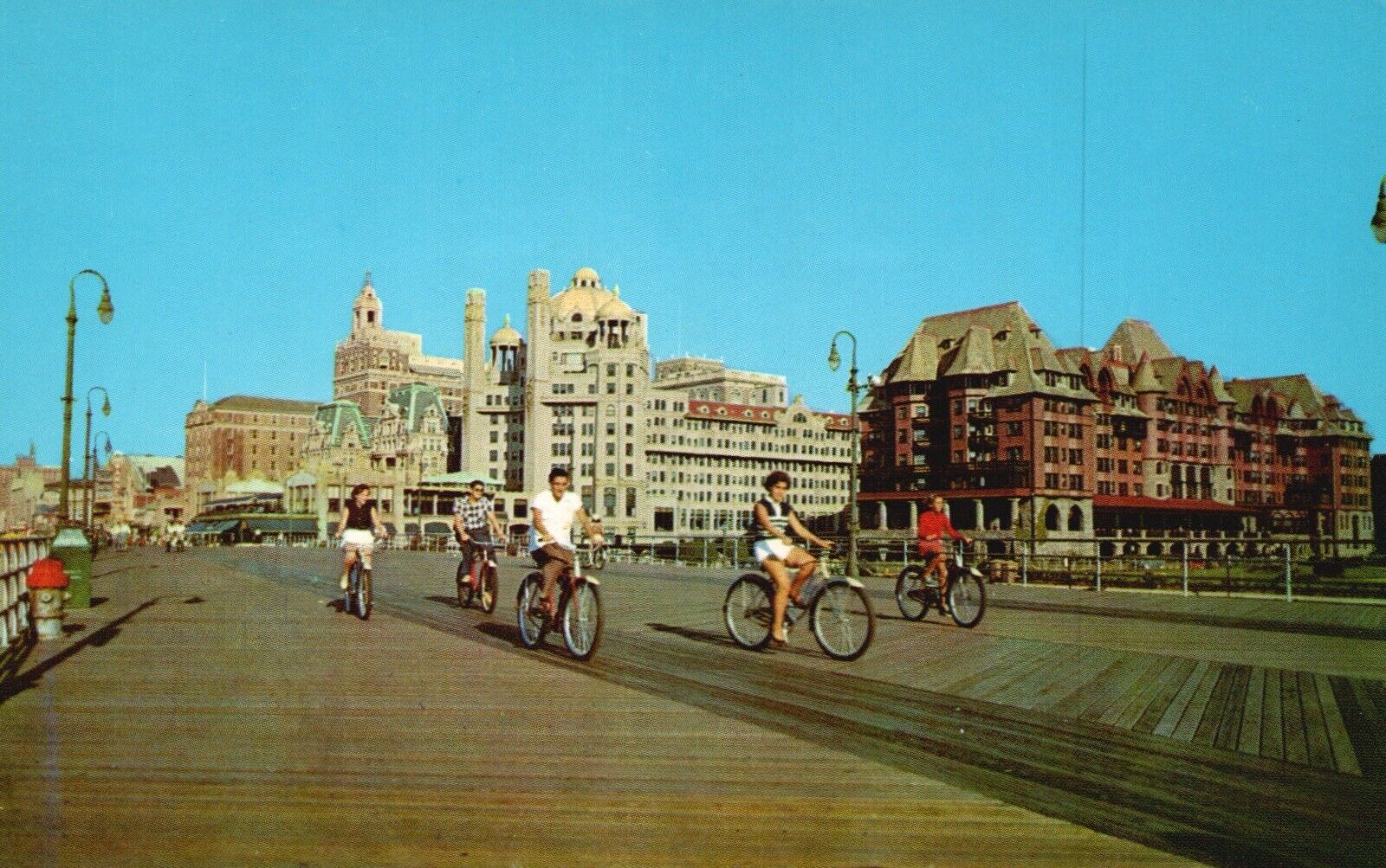 Postcard NJ Atlantic City Bicycling along \