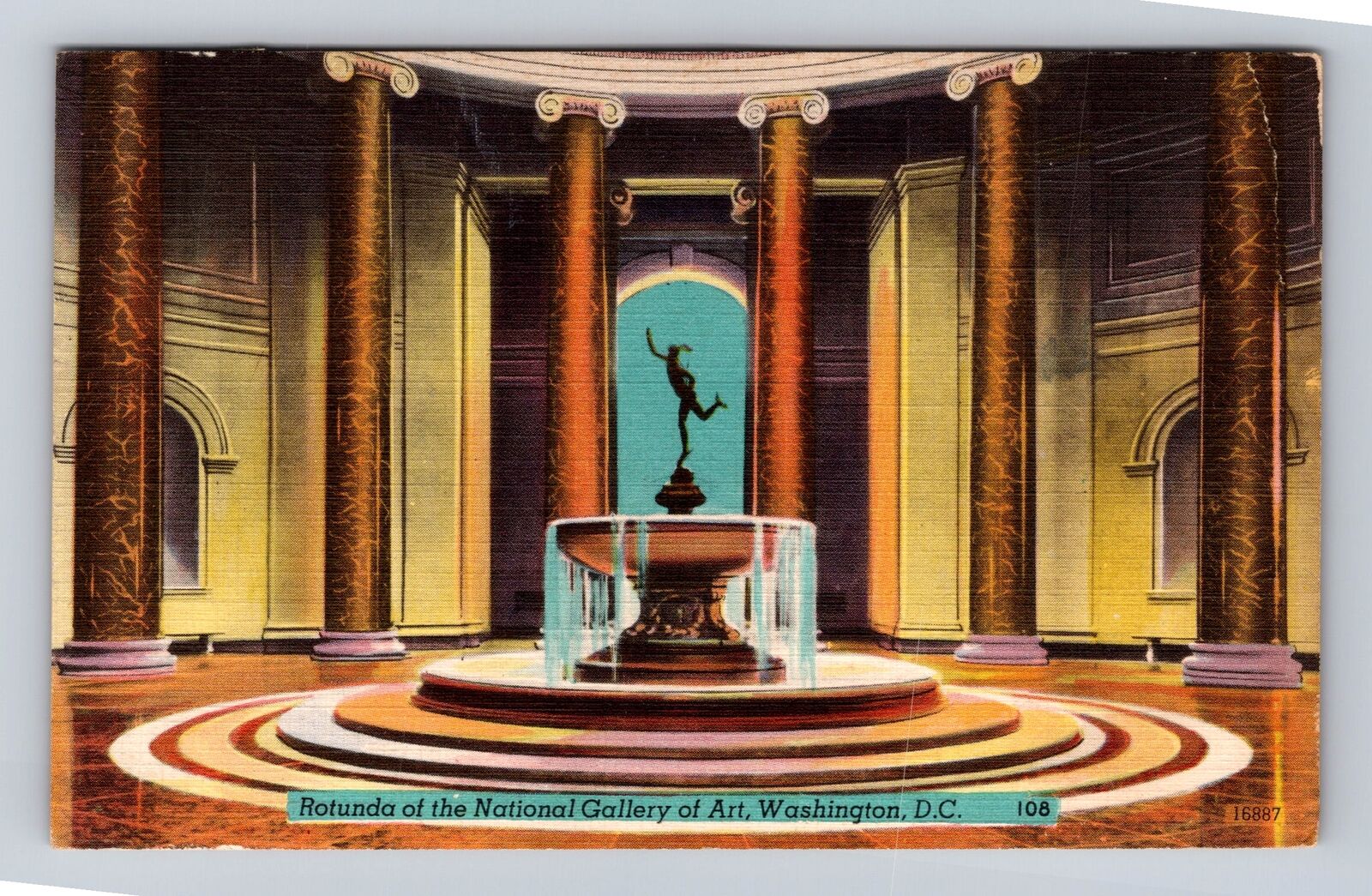 Washington DC, Rotunda of National Gallery of Art, Vintage Souvenir Postcard
