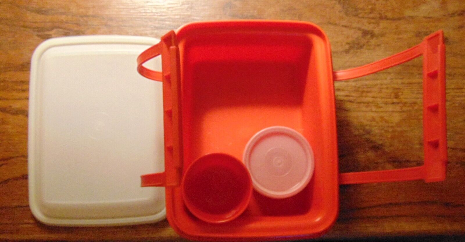 Tupperware Lunch Box PACK & CARRY 5 Piece Set #1254 Orange Sheer Lid - Vintage