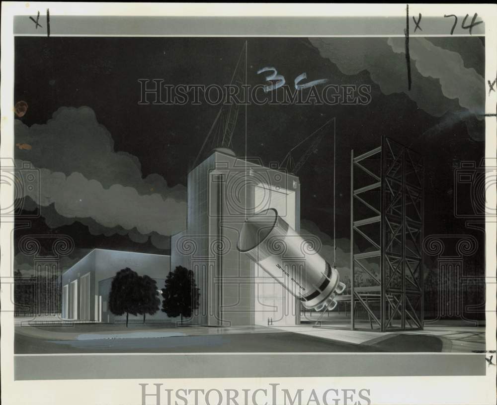 1965 Press Photo Rendering of service buildings at NASA center in Mississippi