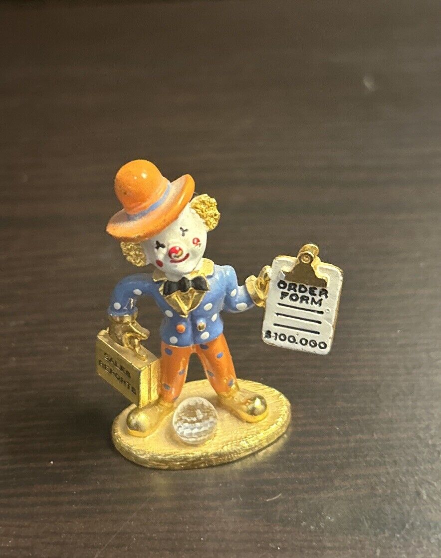 Spoontiques Vintage Pewter Salesman Clown w/ Swarovski Crystal & Gold Plating