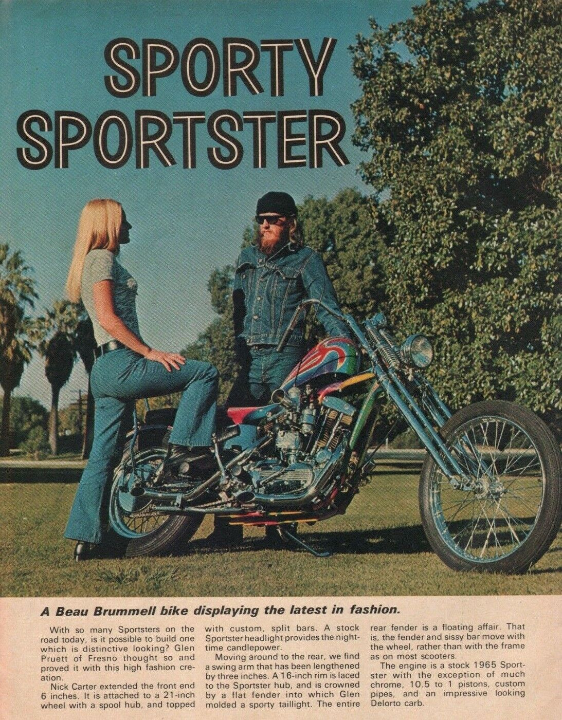  1972 Sporty Sportster - 4-Page Vintage Custom Street Chopper Motorcycle Article