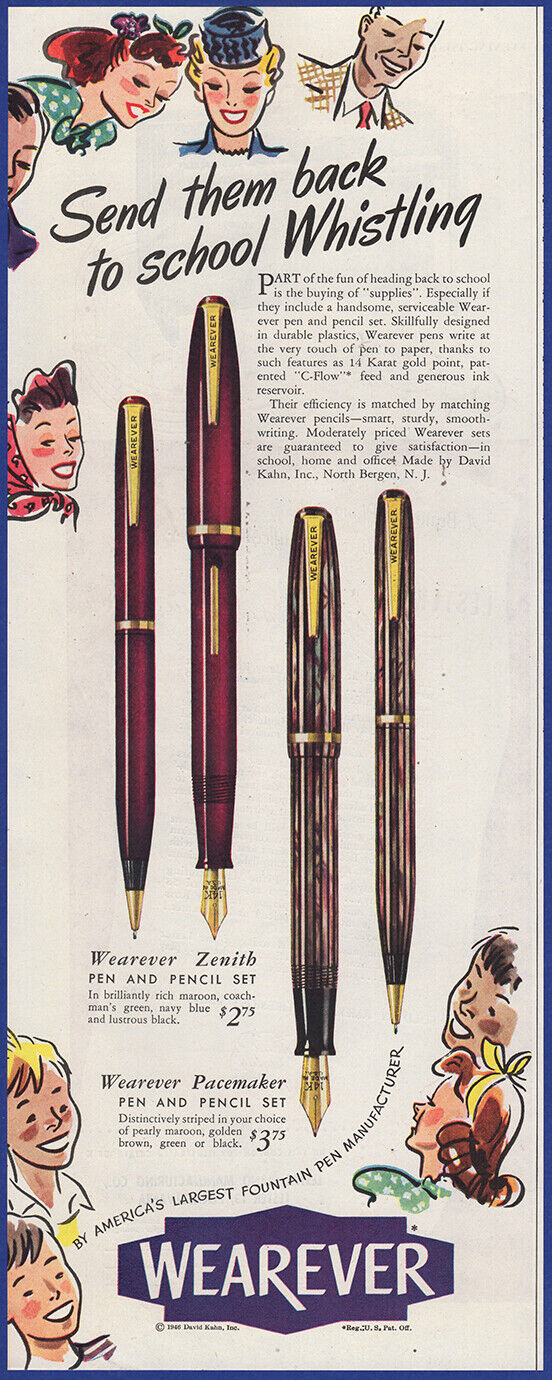 Vintage 1951 WEAREVER Zenith Pacemaker Fountain Ink Pen Ephemera 50\'s Print Ad
