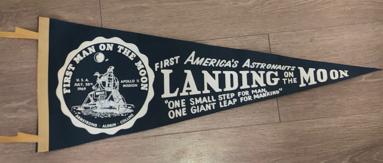 Vintage Pennant 1969 NASA Apollo 11 Moon Landing Original Old Stock #A Felt