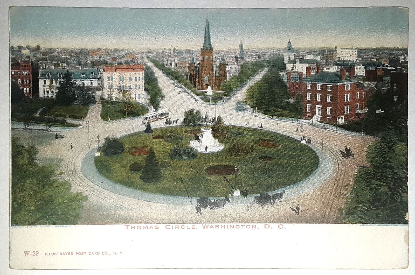 Thomas Circle, Washington, D.C. DC, Illustrated Post Card Co. - Unposted