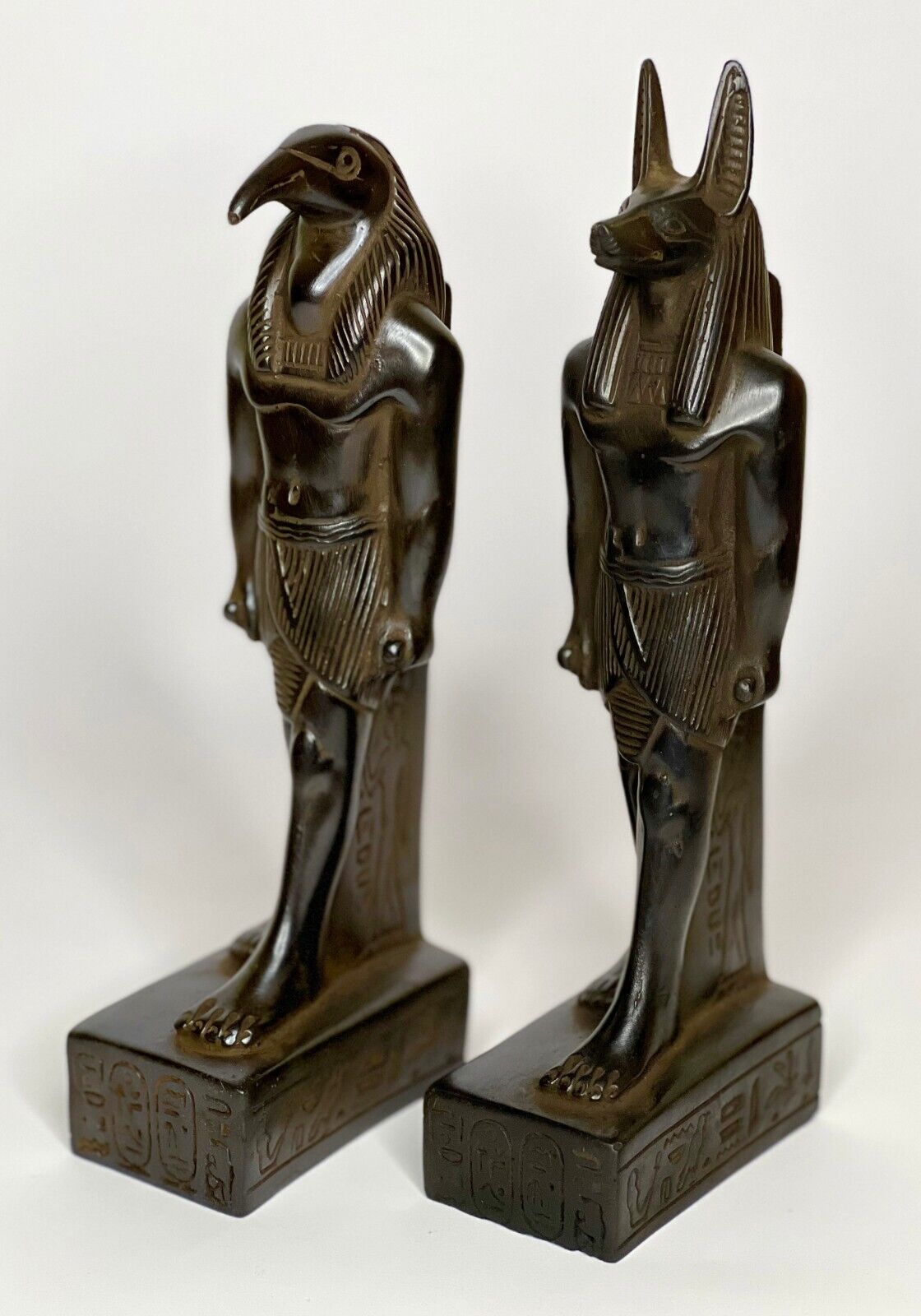 ANCIENT EGYPTIAN ANTIQUES 2 STATUE ANUBIS AND THOTH  EGYPT CARVED Black STONE