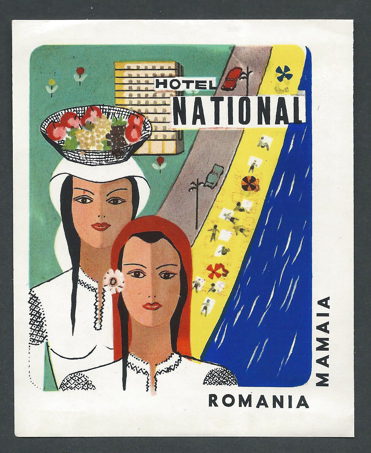 Hotel National MAMAIA Romania - vintage luggage label