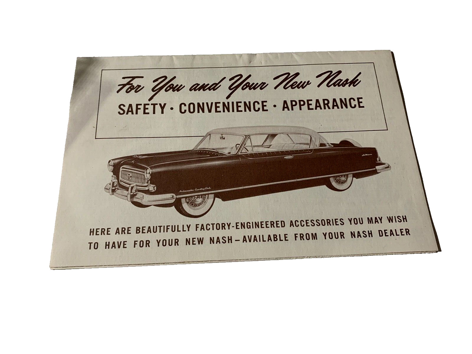 1950\'s Nash safety- conveniece-appearance & accessories foldout
