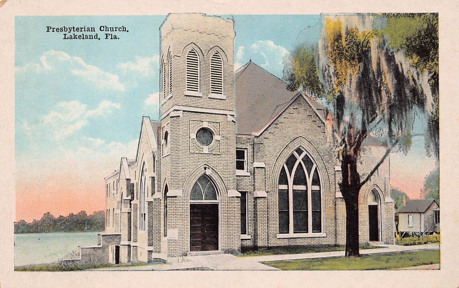 Lakeland FL Florida Presbyterian Church Downtown 1920s Vtg Postcard B8