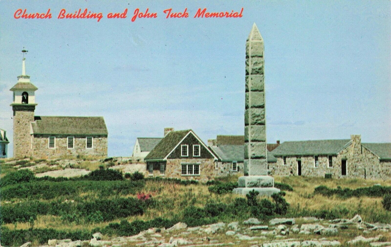 Church Buildings & John Tuck Memorial - Isle of Shoals Maine ME - Postcard