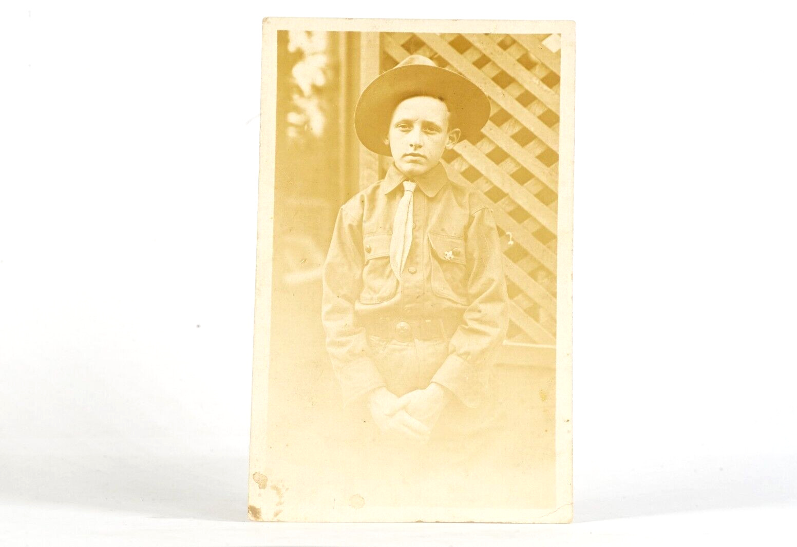 1916 RPPC BOY SCOUTS OF AMERICA Boy In BSA Uniform Postcard