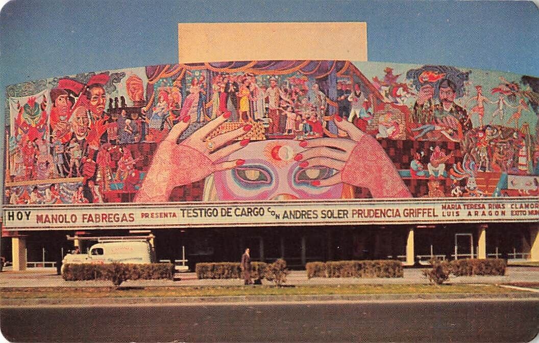 Postcard  Outdoor Mosaic Mural Teatro Insurgentes Mexico City DF
