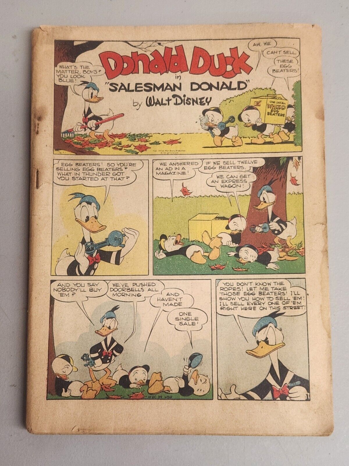 Donald Duck Comics 1943 Wartime Dated, Coverless Golden Age Book