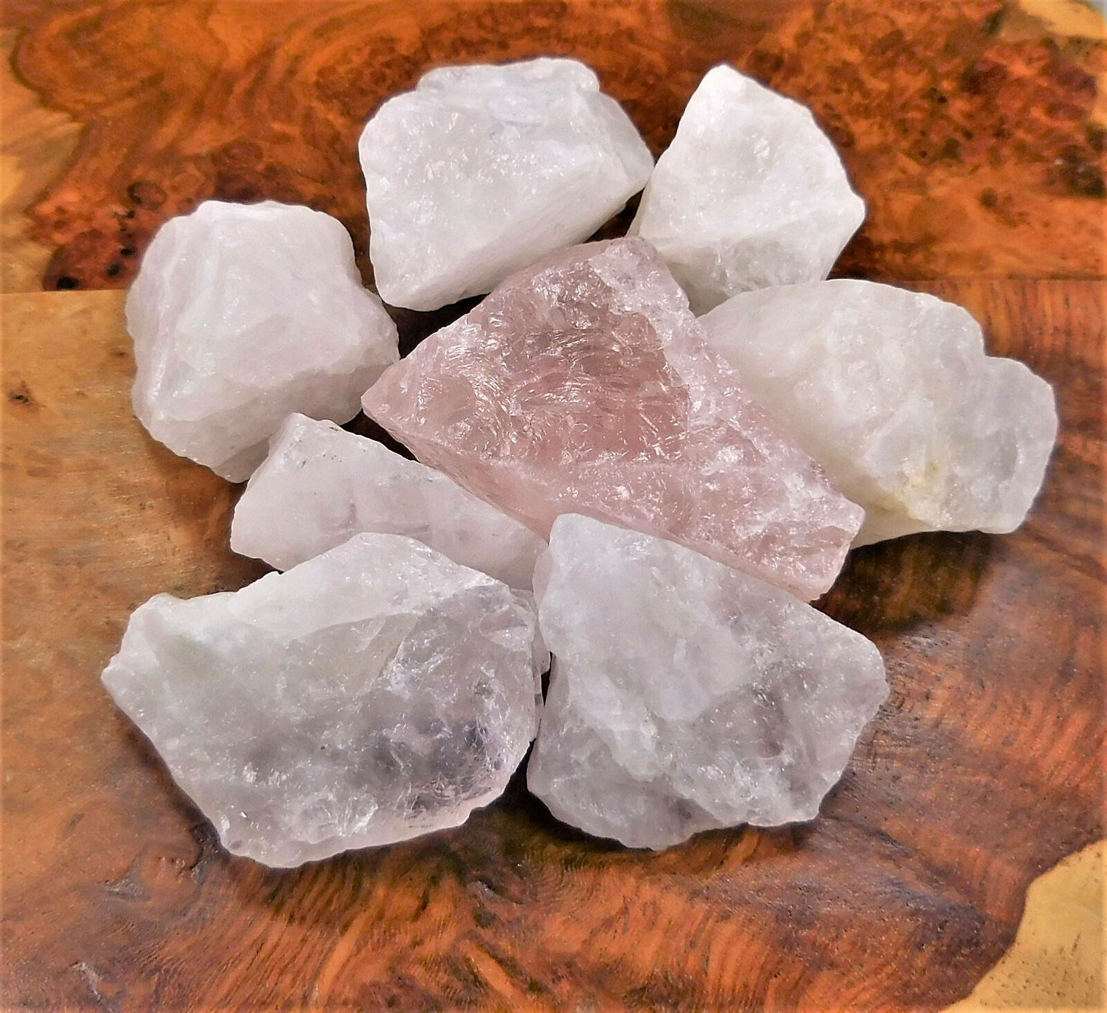 Rose Quartz (3 Pcs) Raw Crystal Chunk Pink Stone Quality Display