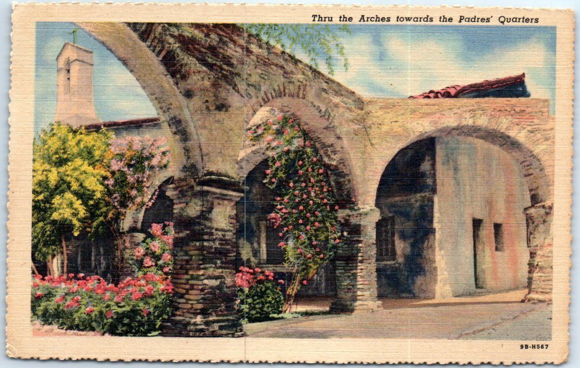 Thru the Arches Towards the Padres' Quarters, Mission San Juan Capistrano, CA