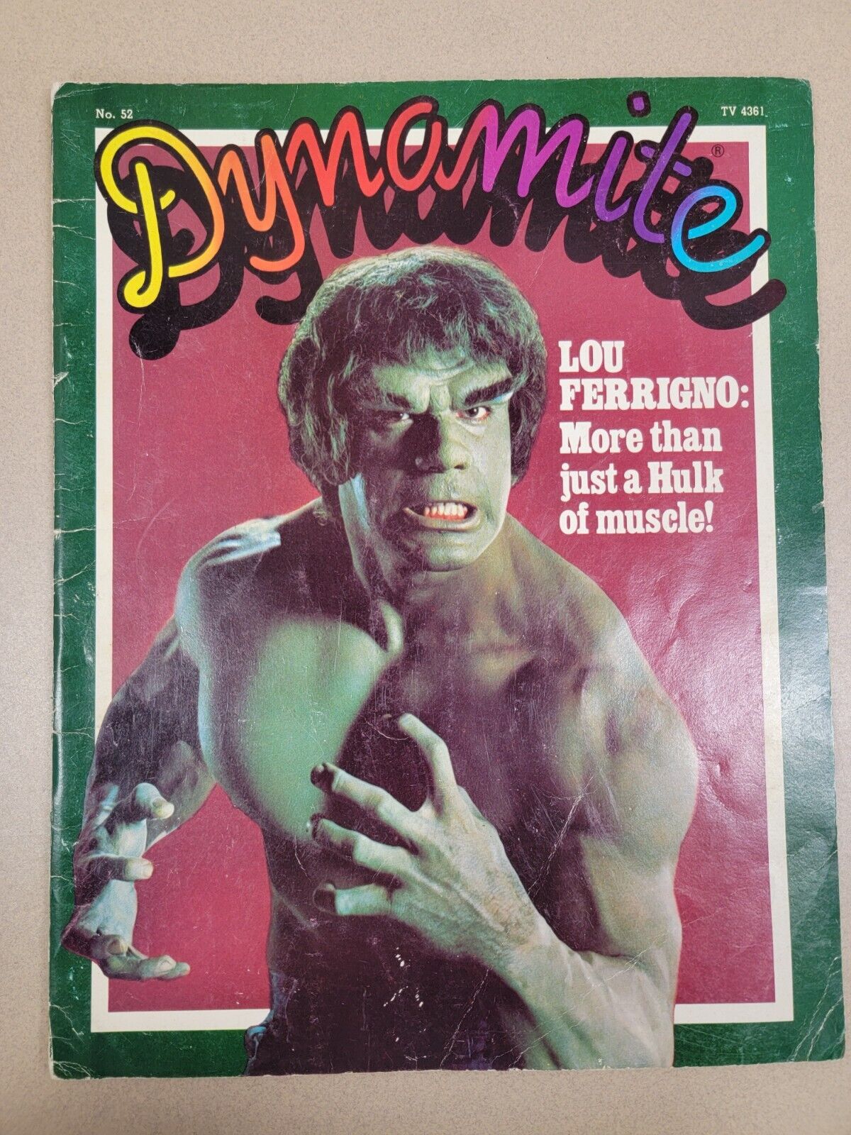 Dynamite #52 Lou Ferrigno More Than Just a Hulk of Muscle 1978 Vintage Magazine