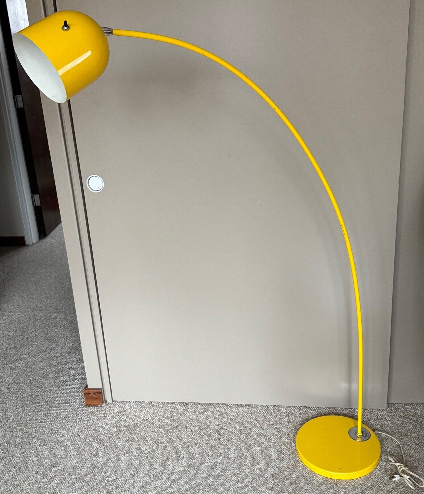 Vintage Yellow Metal Arc Floor Lamp Modern Lighting Mid Century MCM 60s 70s