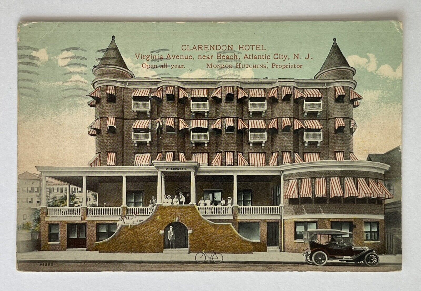 Vintage Postcard Clarendon Hotel, Atlantic City, NJ Divided Back Posted 1916