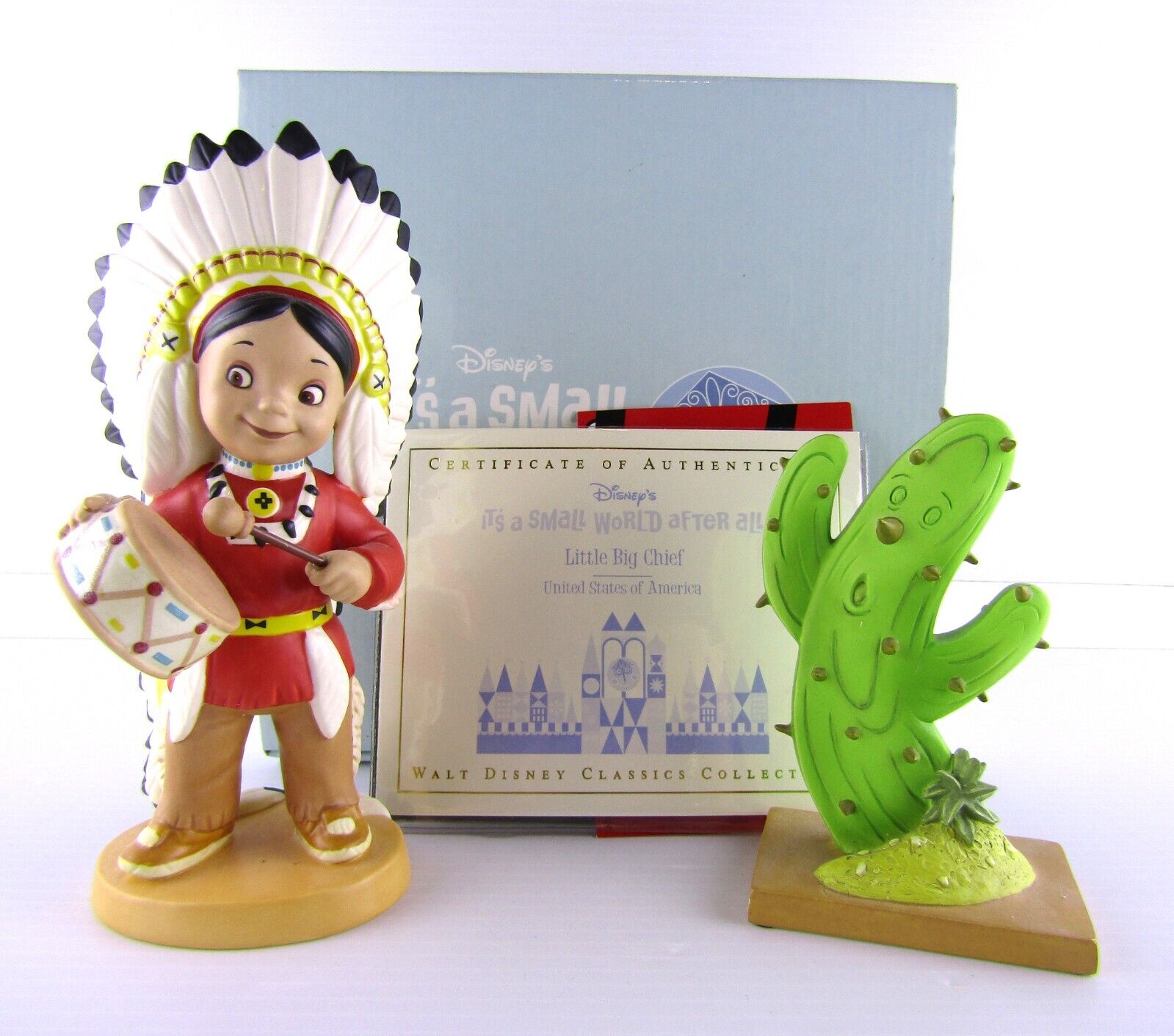 Disney WDCC Small World, United States Little Big Chief and Cactus w Box and COA