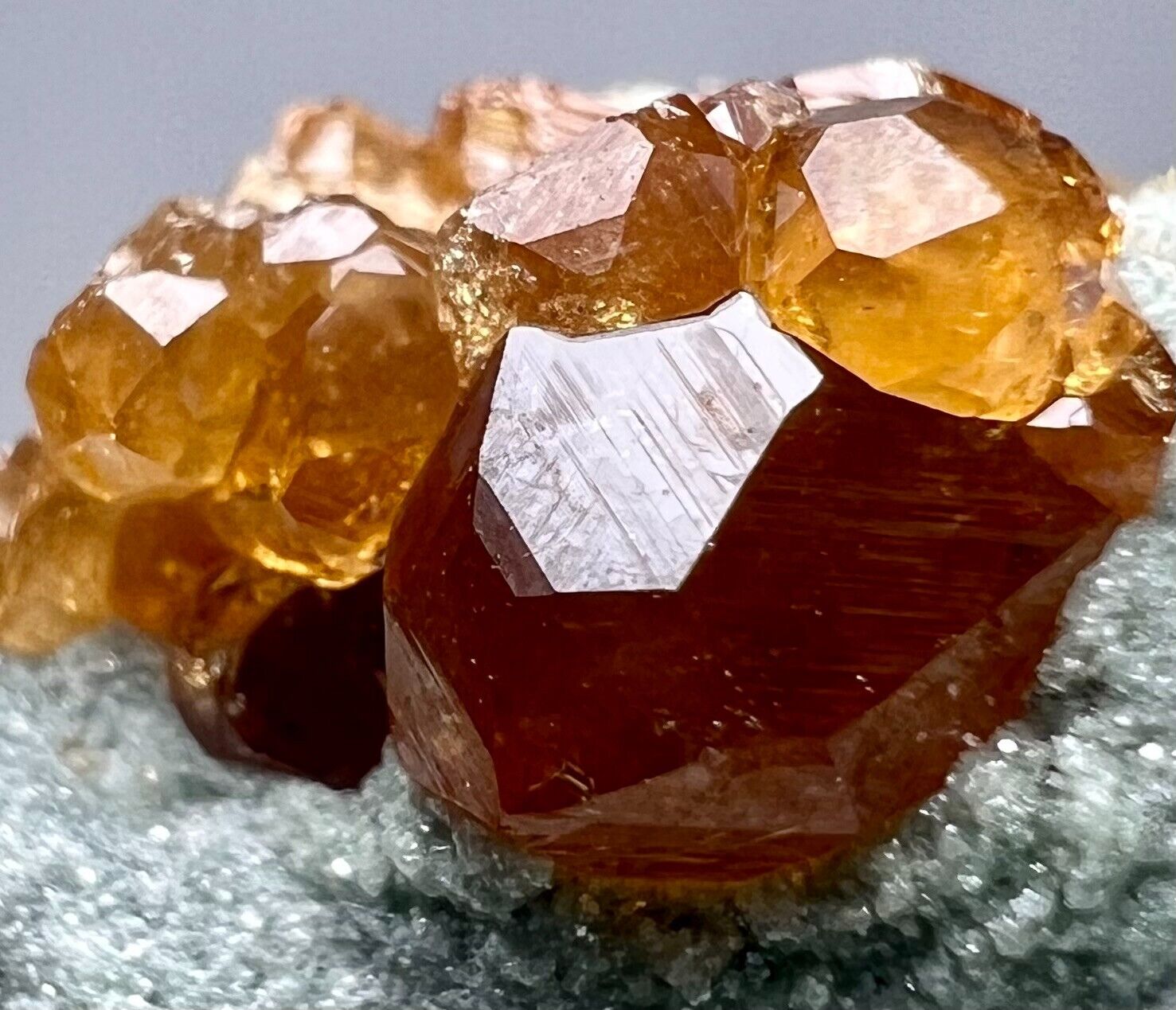 Rare Hessonite Garnet Crystals Bunch Around Matrix. 470 Carats