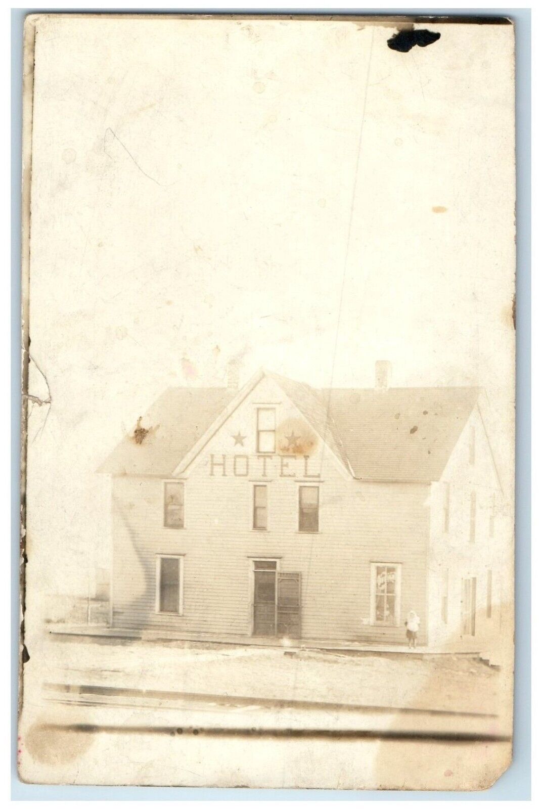 1911 Old Hotel Scene Street Sharpsburg Iowa IA RPPC Photo Antique Postcard