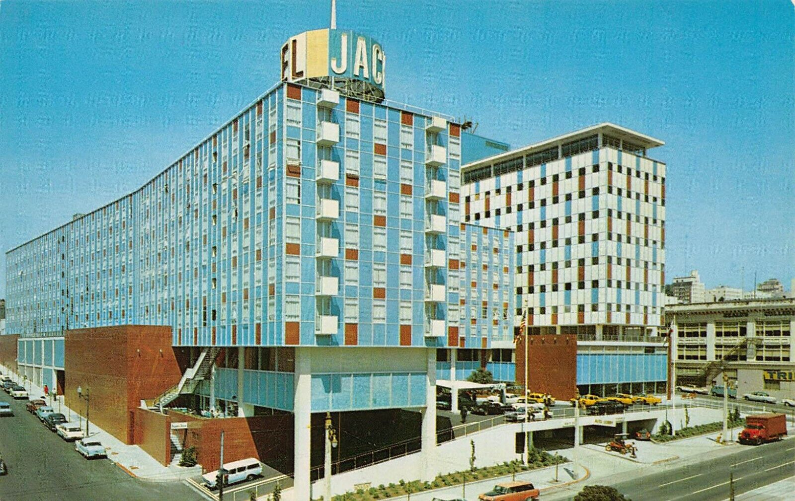 California San Francisco Jack Tar Hotel 1950s car station wagon Vtg Postcard S9