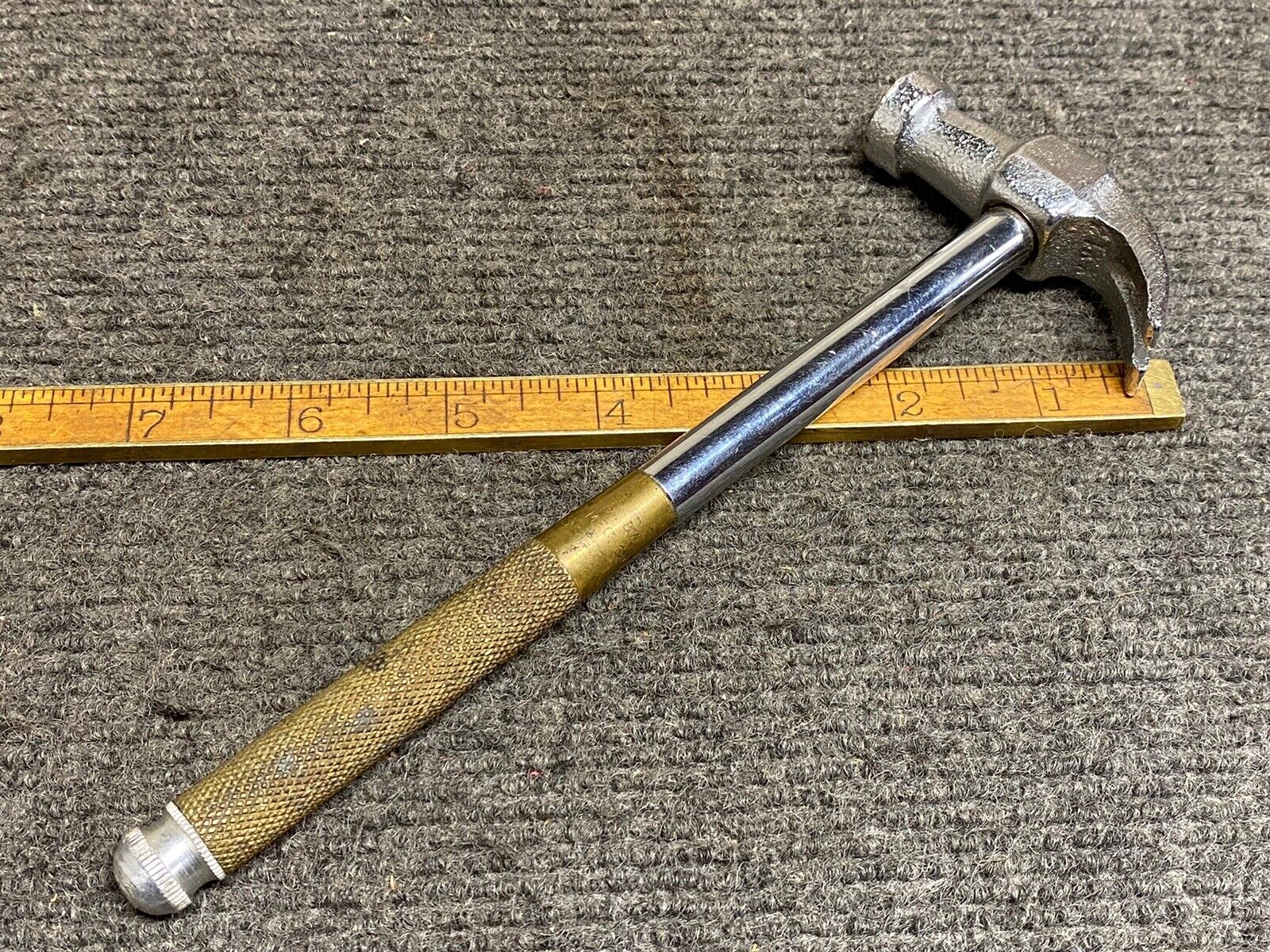 Vintage Gam Mfg 8 Oz Claw Hammer With Brass Nesting Slotted Screwdriver USA