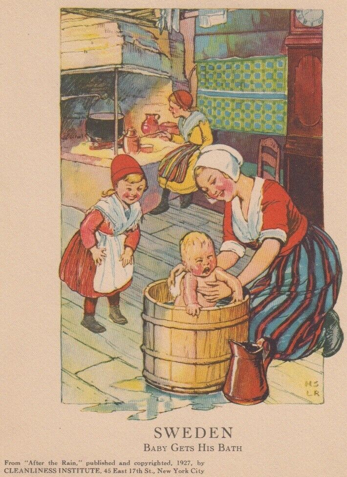 Sweden 1927. Baby Gets His bath. By Cleanliness Institute