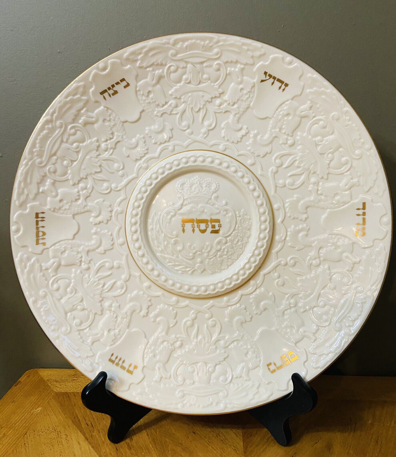 Lenox Passover Seder Plate Gold Trim Adapted 19th Century Vintage $137 Tag On It