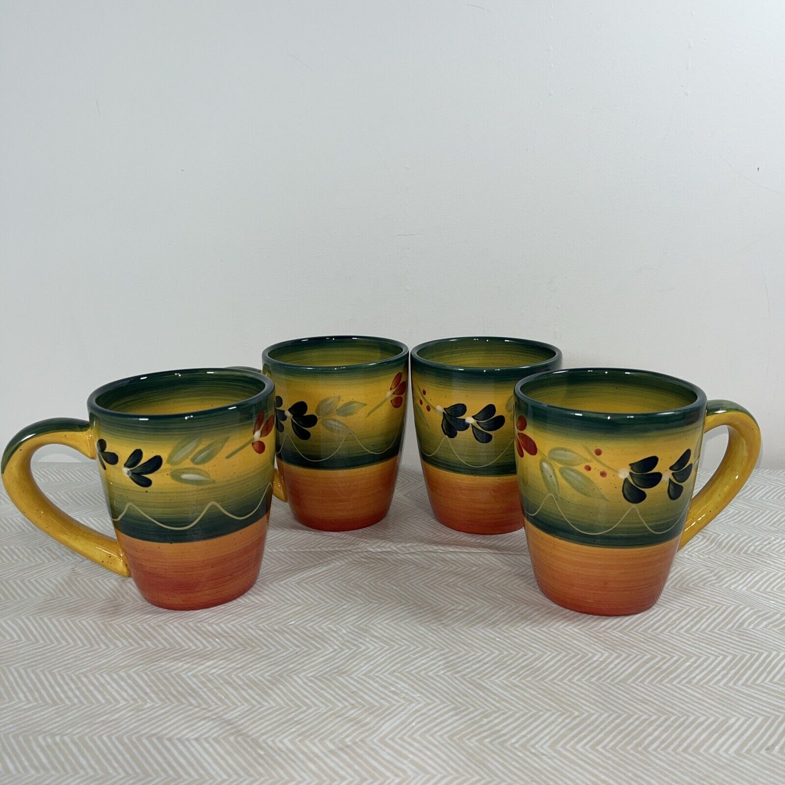 TABLETOPS GALLERY La Province Hand Crafted, Painted Set Of 4 Ceramic Coffee Mugs