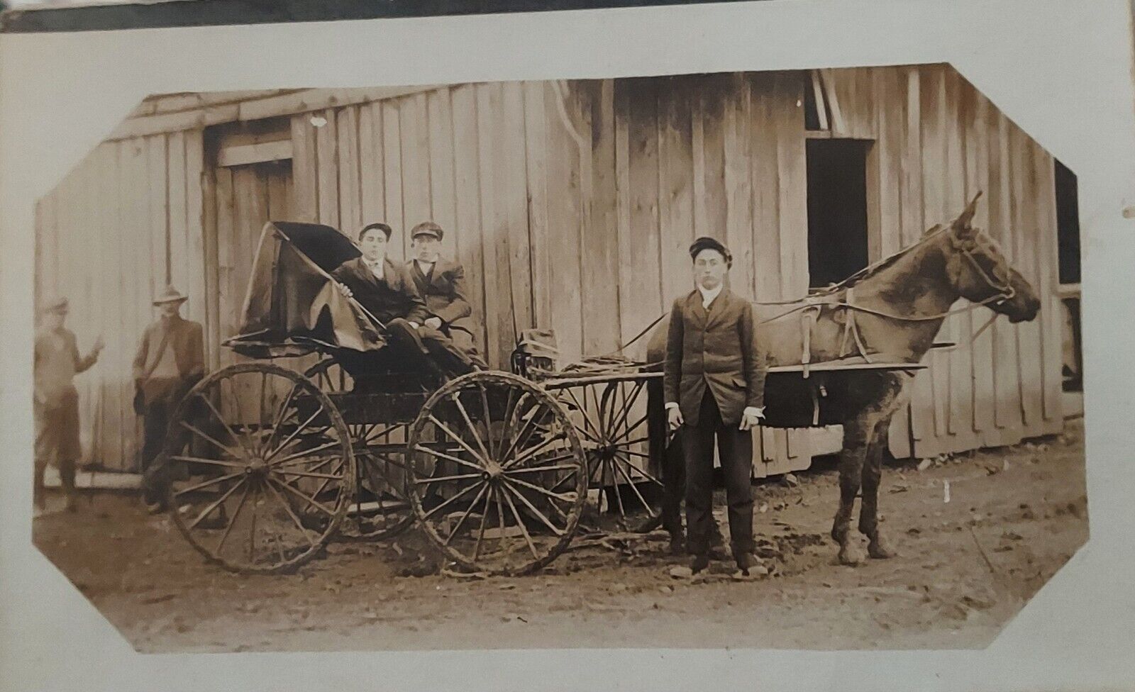 Two Real Photo Postcards Of Folks With Horses Wagons Buggys
