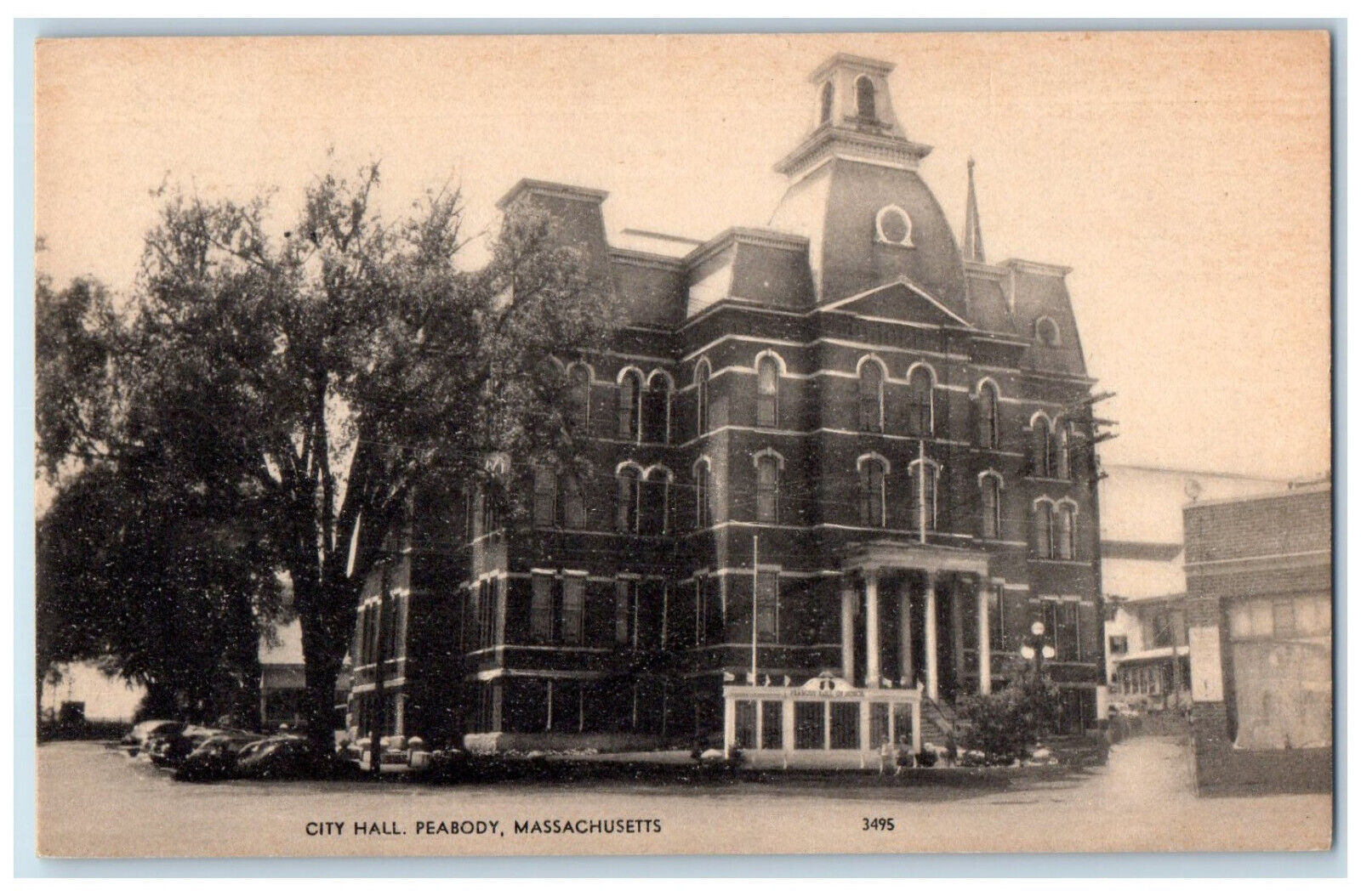 c1950\'s City Hall Peabody Massachusetts MA Vintage Unposted Postcard