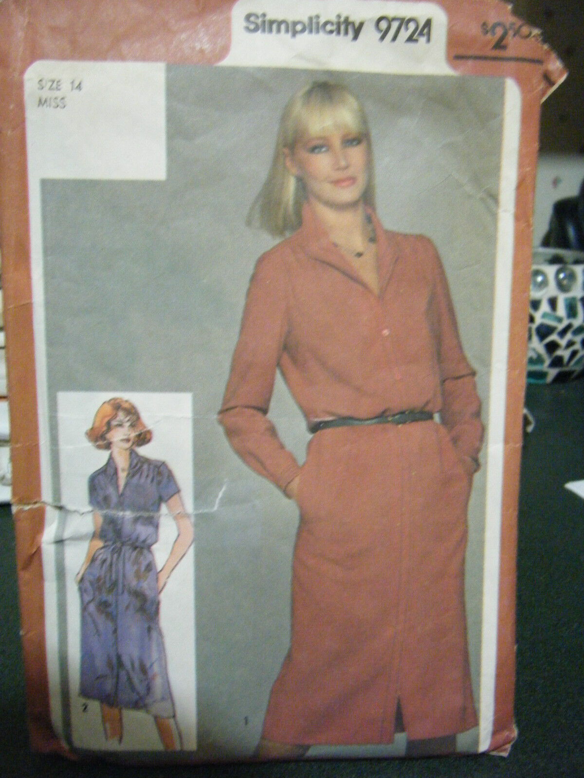 Vintage Simplicity 9724 Misses Pullover Dress Pattern - Size 14