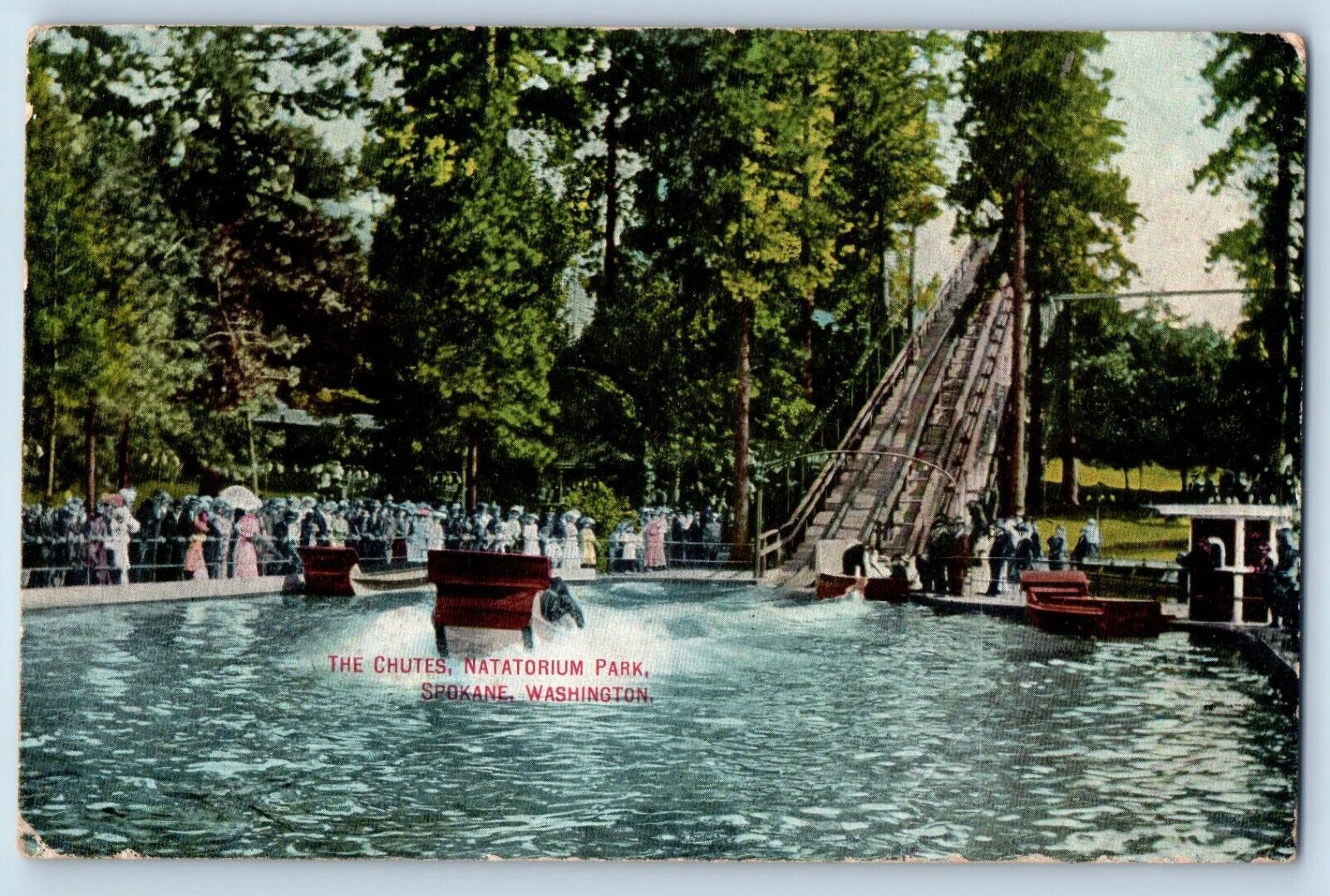 Spokane Washington Postcard Chutes Natatorium Park Amusement Park c1910 Vintage
