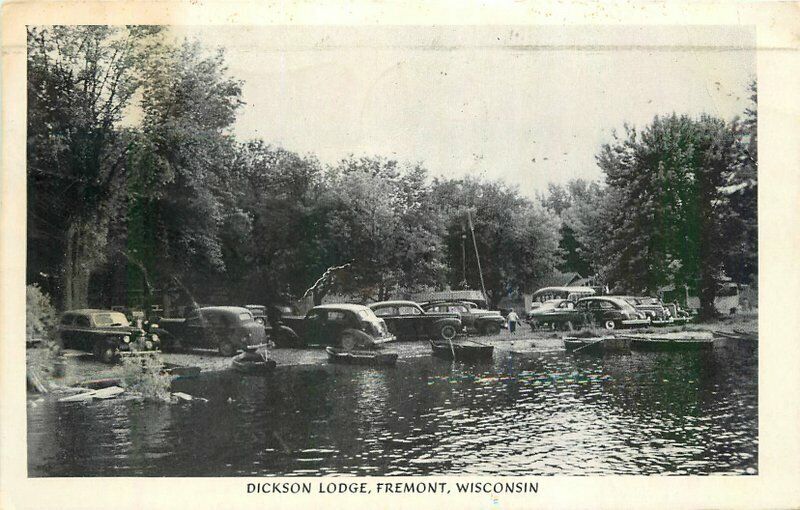 Automobiles Dickson Lodge Fremont Wisconsin 1949 RPPC Photo Postcard 20-1646