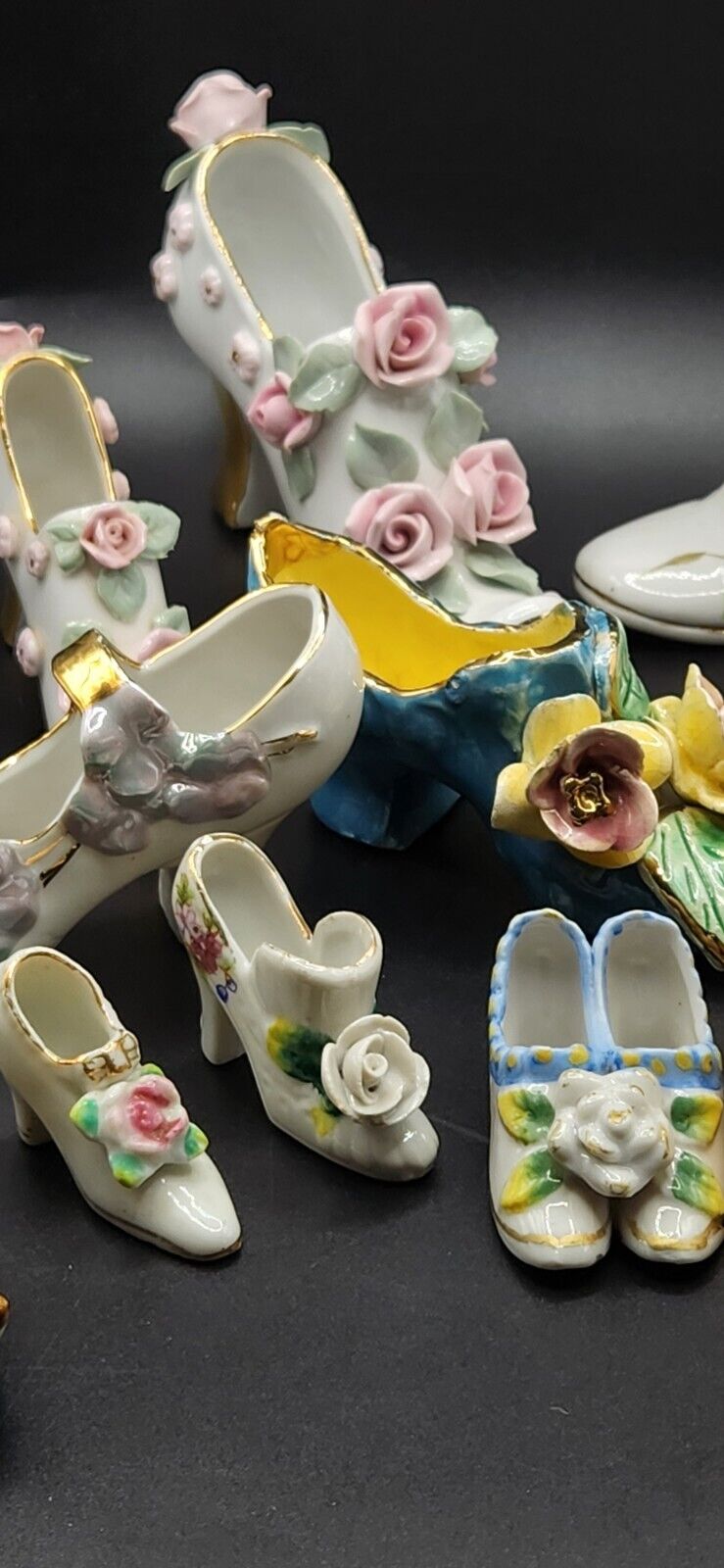 Vintage Lot of 16 Victorian Porcelain Ceramic Shoes Boot Collection 