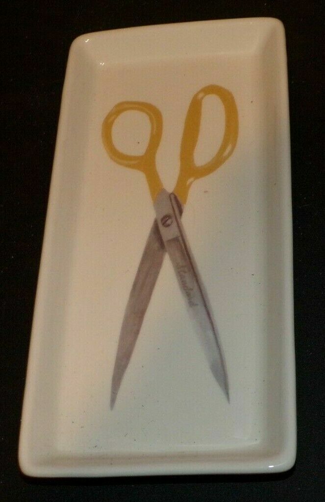 Magenta Appetizer Tray w/ Yellow Handled Scissors Vintage