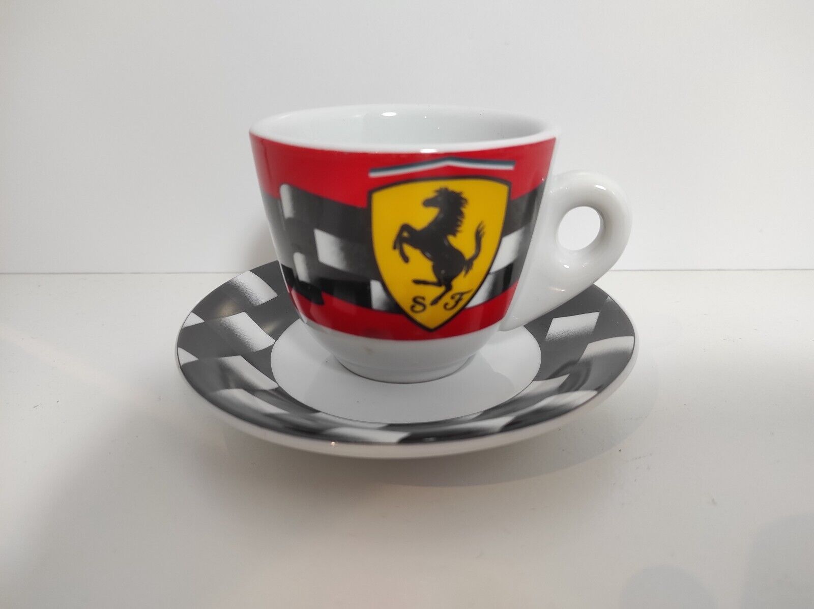 RARE Vintage Ferrari Logo Espresso Coffee Cup + Plate Ceramic Mug 3