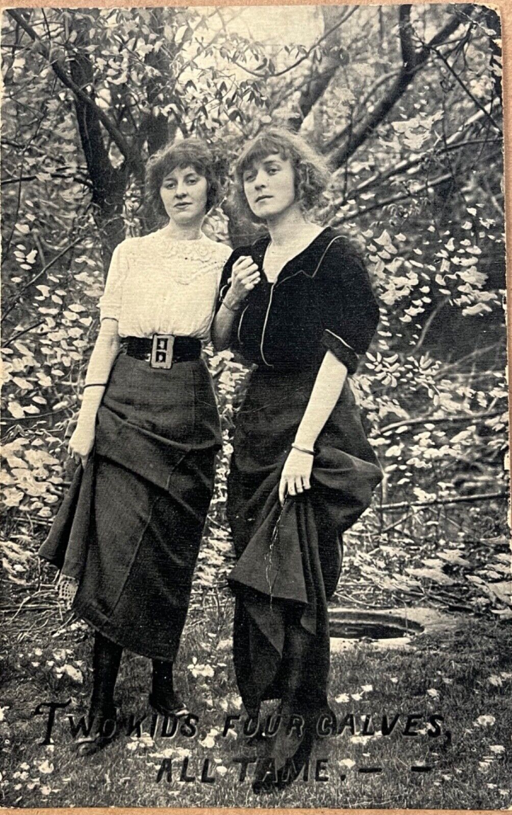 Two Lady Loves Romantic Friends Lovely Vintage Photo Postcard c1910