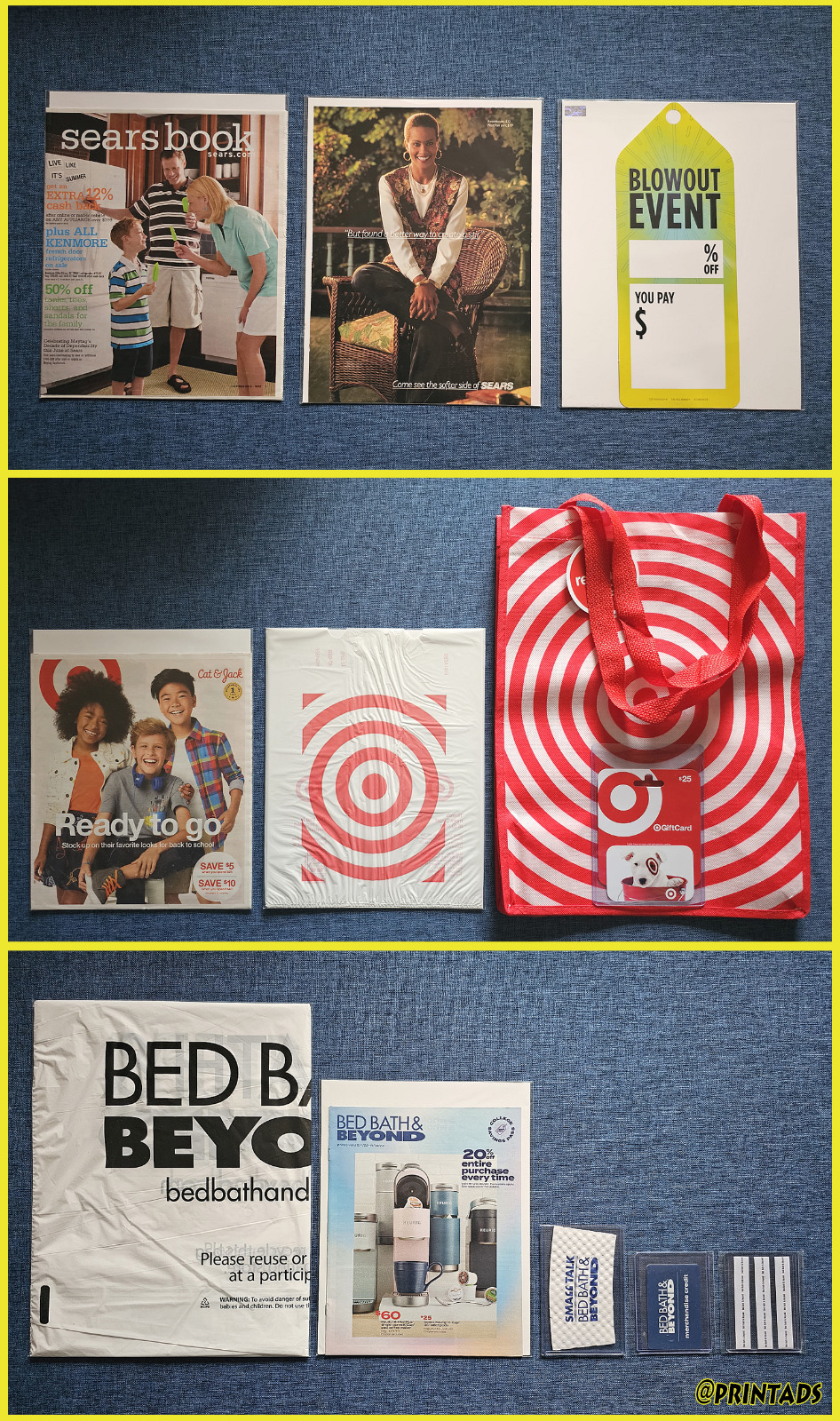 Sears Target & Bed Bath & Beyond Catalogs Bags $0 Value Gift Cards Lot #1