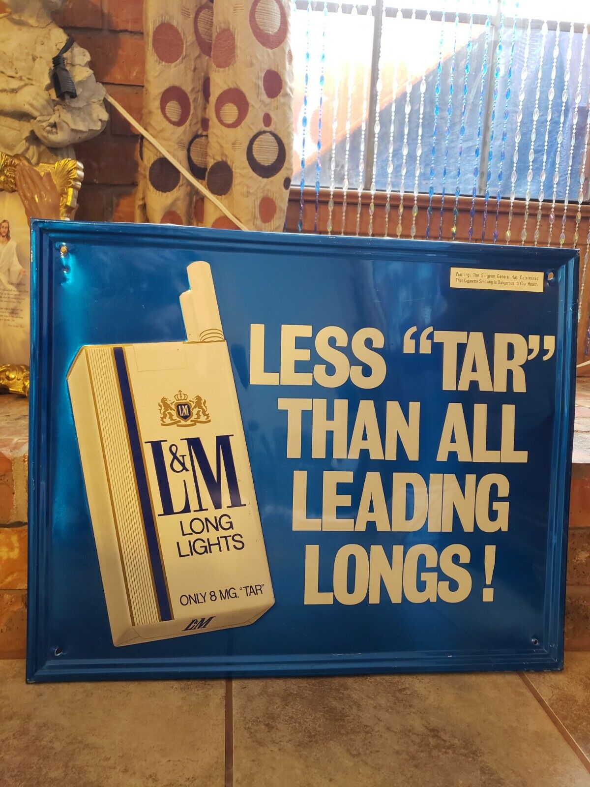 Vintage] 1980\'s L&M CIGARETTES AND TOBACCO PRODUCTS ADVERTISING METAL TIN SIGN 