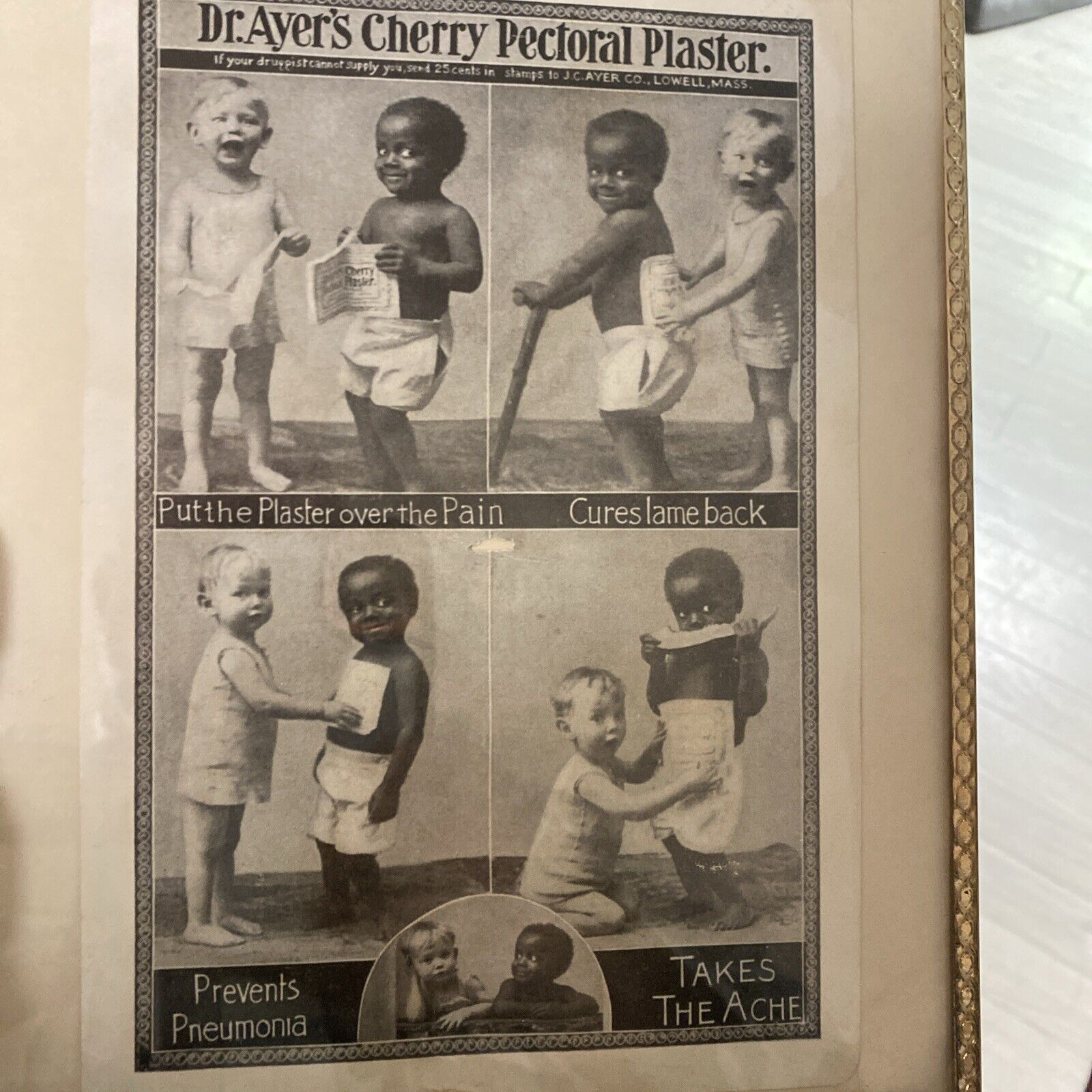 VTG 1930s Trade Card African American Black Ad Dr. Ayer’s Pectoral Plaster Mass
