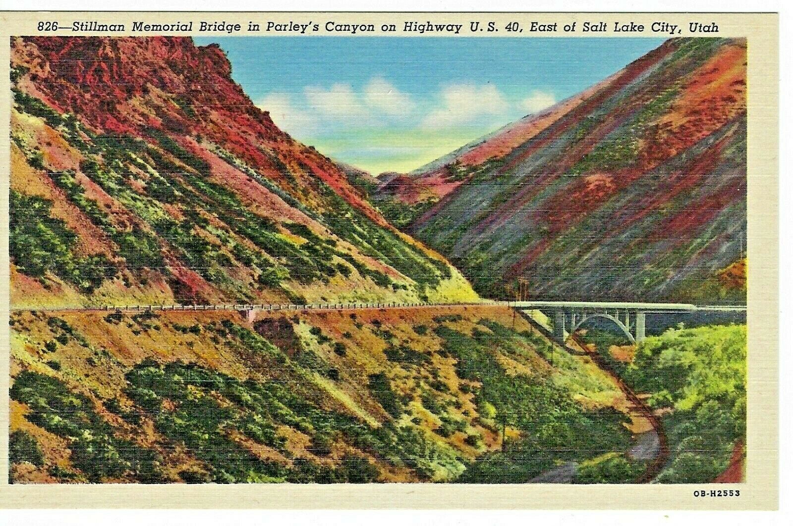 Stillman Memorial Bridge, Parley\'s Canyon, Utah, Circa 1940\'s Unused Postcard